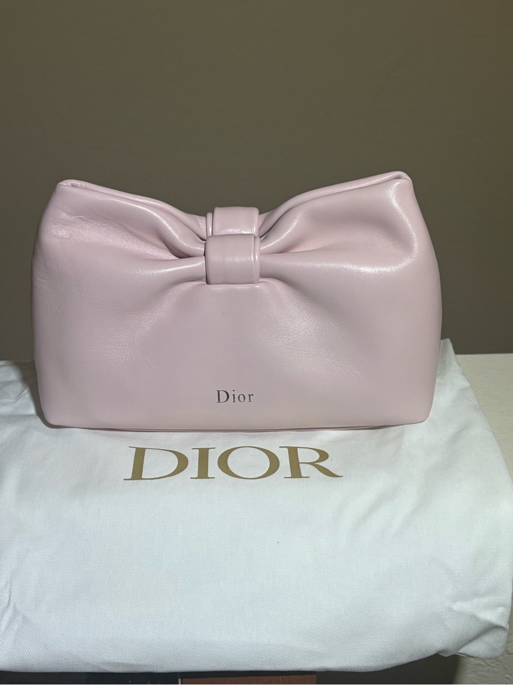 Dior Light Pink Bow Cosmetic Pouch